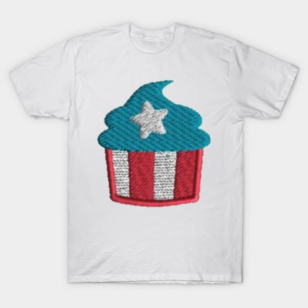 Embroidery American Cupcake T-Shirt by anacarminda